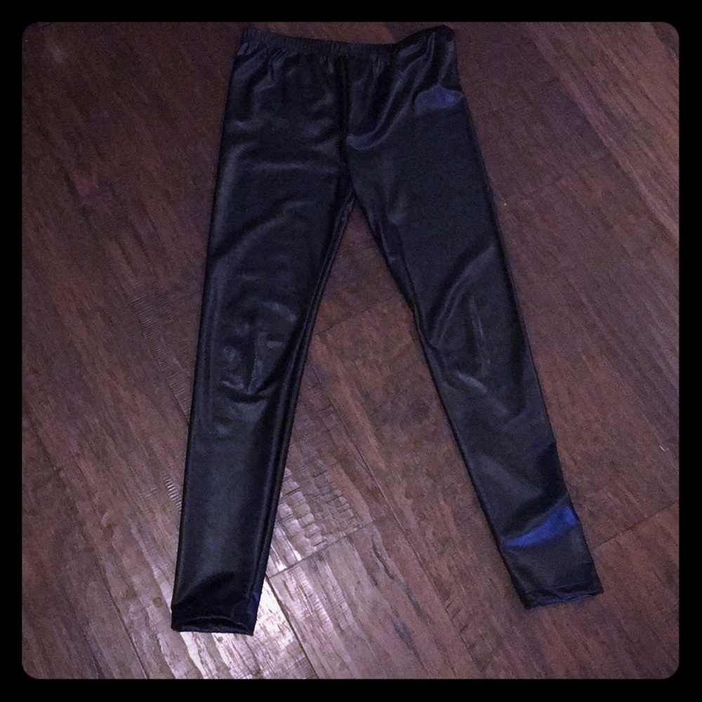 Black leather like leggings
